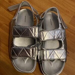 Pretty Little Thing Silver Quilted Sandals